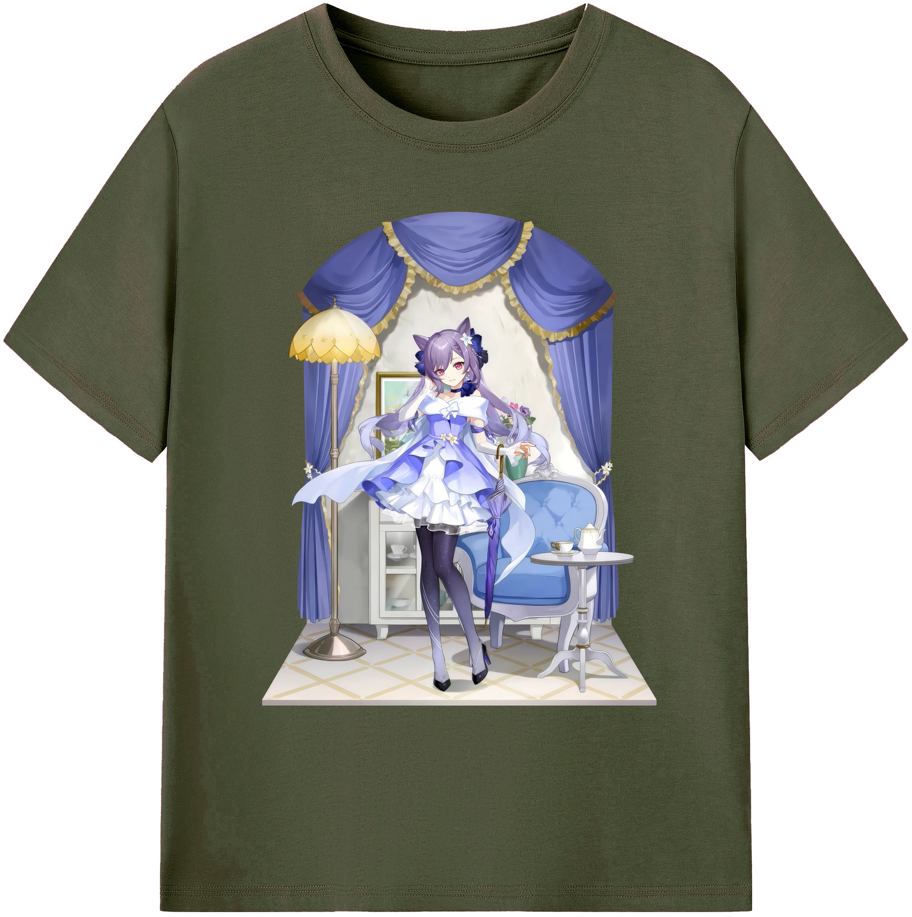 げんし神 刻晴 こくせい genshin Kokusei 綿100％ メンズ半袖Tシャツ｜肌触りやわらか＆通気性